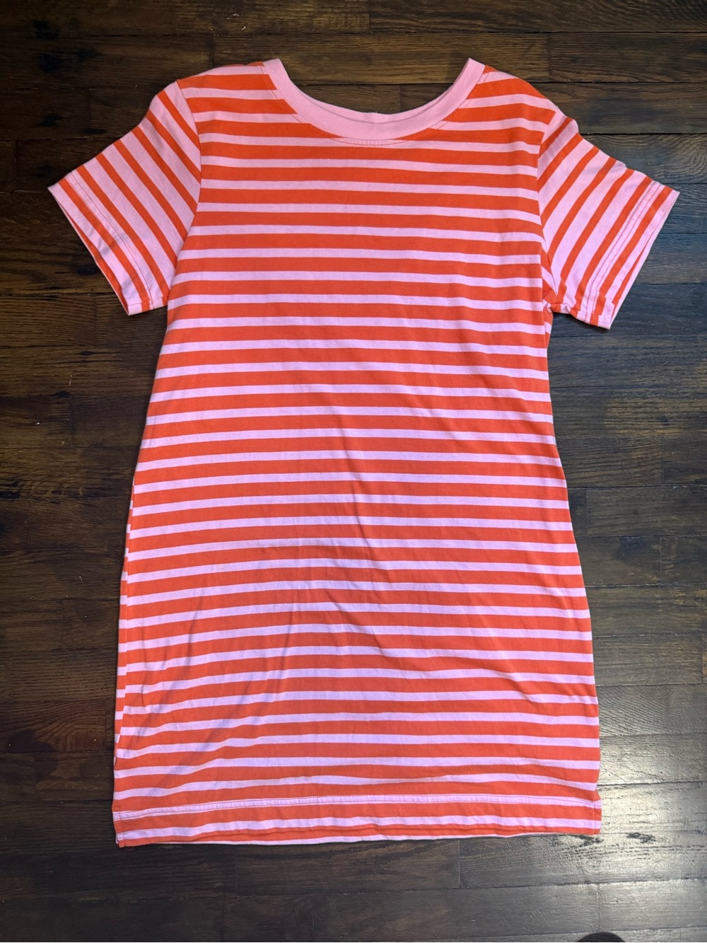 Women Pink Striped short sleeve T-shirt Dress
